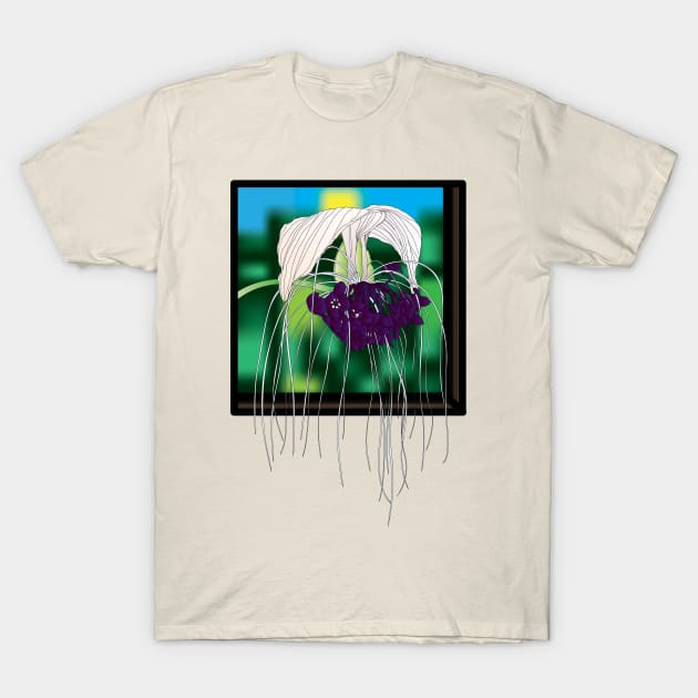 White Bat Flower with window T-Shirt by OrangeEdenDesigns